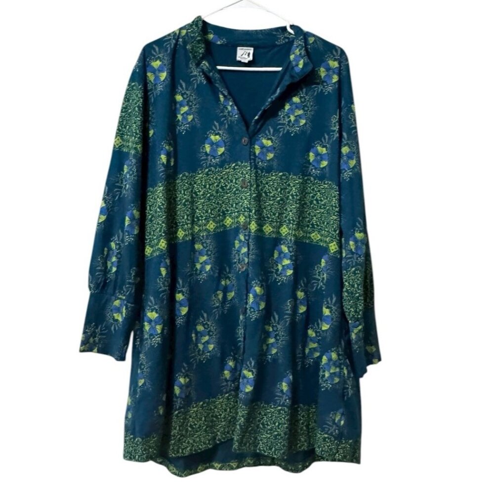 GANESH HIMAL Women‎ Size Large Button Down Tunic Top Cotton Artsy Flowing Artsy